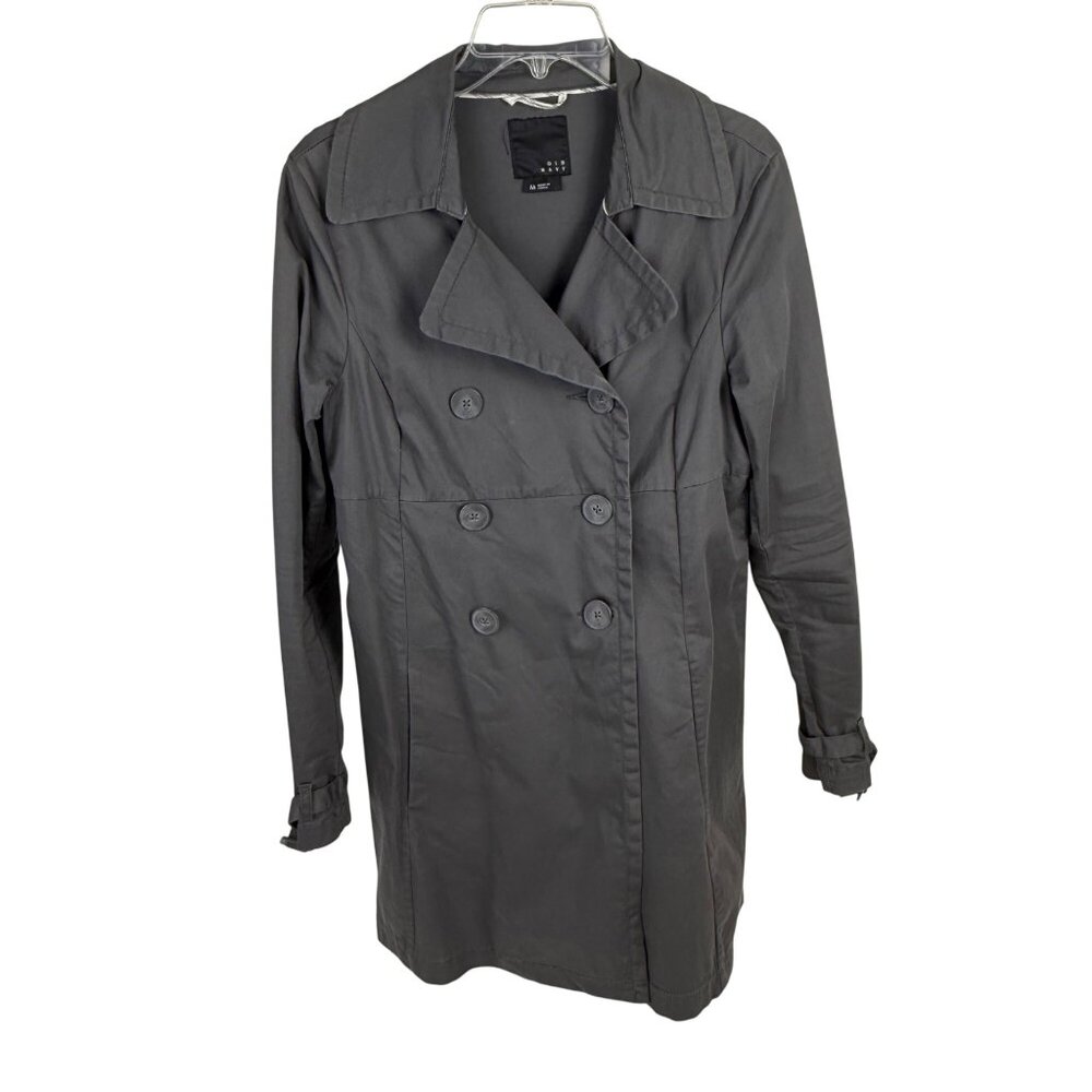 Old Navy Women's Trench Coat Short Gray Double-Breasted Size M